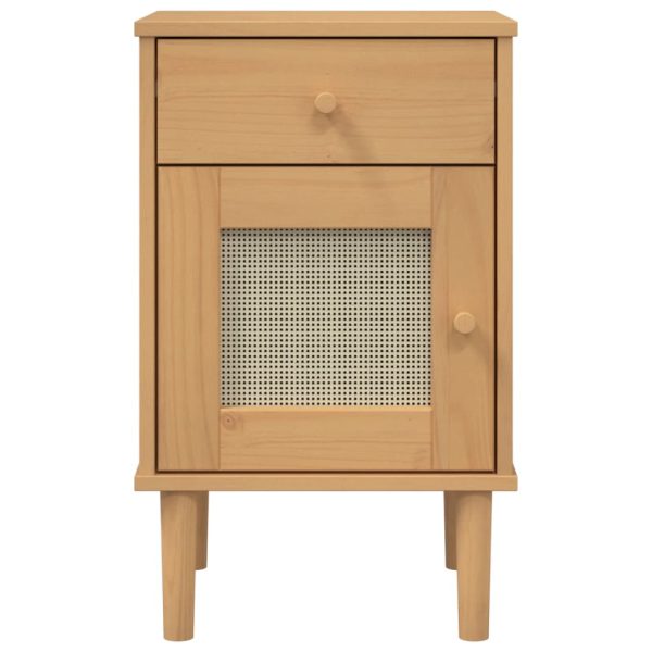 Comodino Senja Aspetto Rattan Marrone 40x35x65 Cm In Legno Pino - Image 6