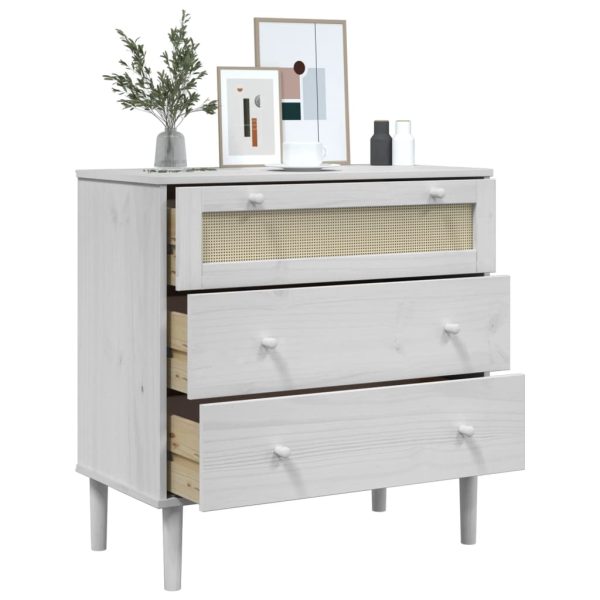 Cassettiera Senja Aspetto Rattan Bianca 80x40x80 Cm Legno Pino - Image 4