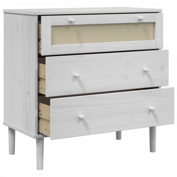 Cassettiera Senja Aspetto Rattan Bianca 80x40x80 Cm Legno Pino - Image 6