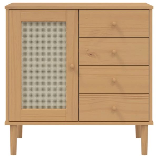 Credenza Senja Aspetto Rattan Marrone 80x40x80 Cm Massello Pino - Image 5