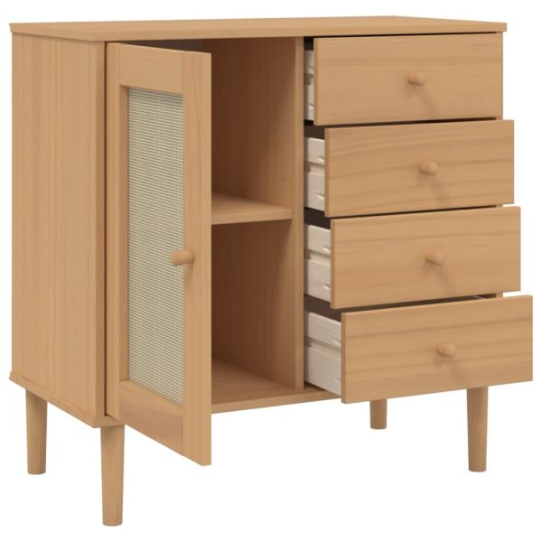 Credenza Senja Aspetto Rattan Marrone 80x40x80 Cm Massello Pino - Image 6
