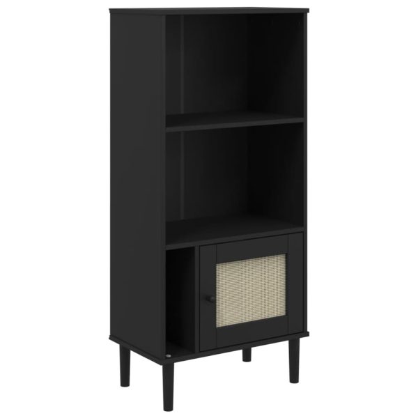 Credenza Senja Aspetto Rattan Nera 60x35x130 Cm Legno Pino - Image 2