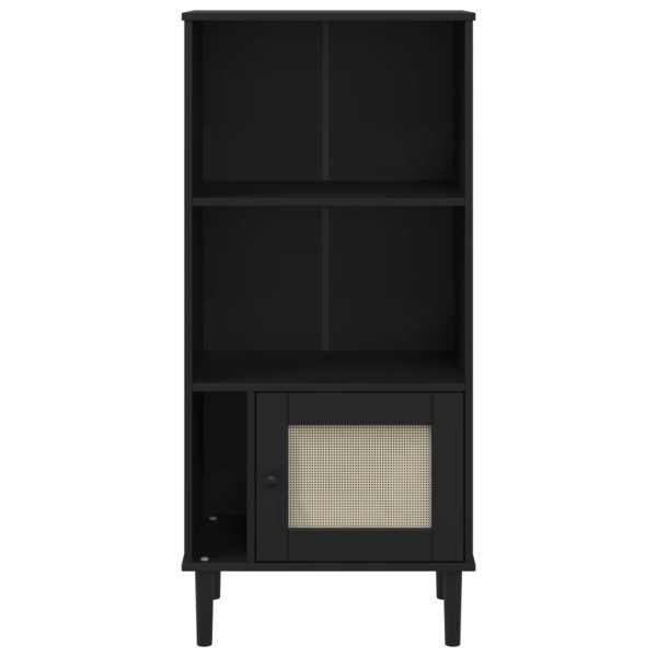 Credenza Senja Aspetto Rattan Nera 60x35x130 Cm Legno Pino - Image 5