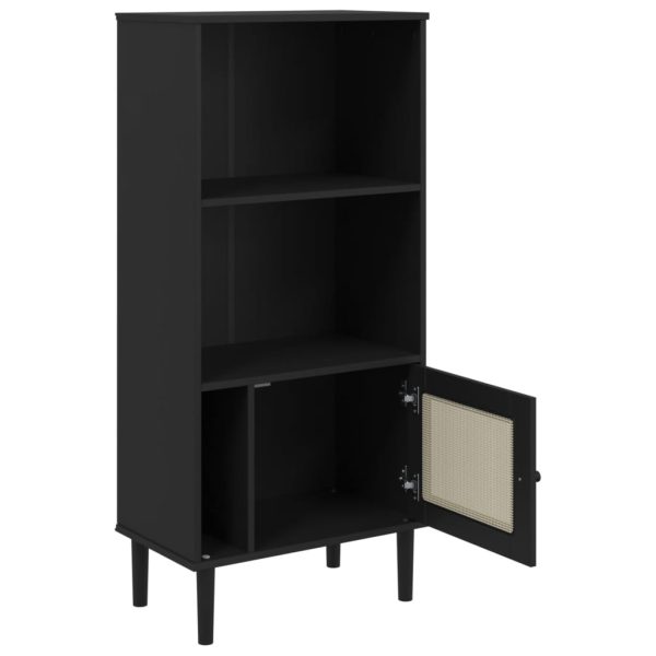 Credenza Senja Aspetto Rattan Nera 60x35x130 Cm Legno Pino - Image 6