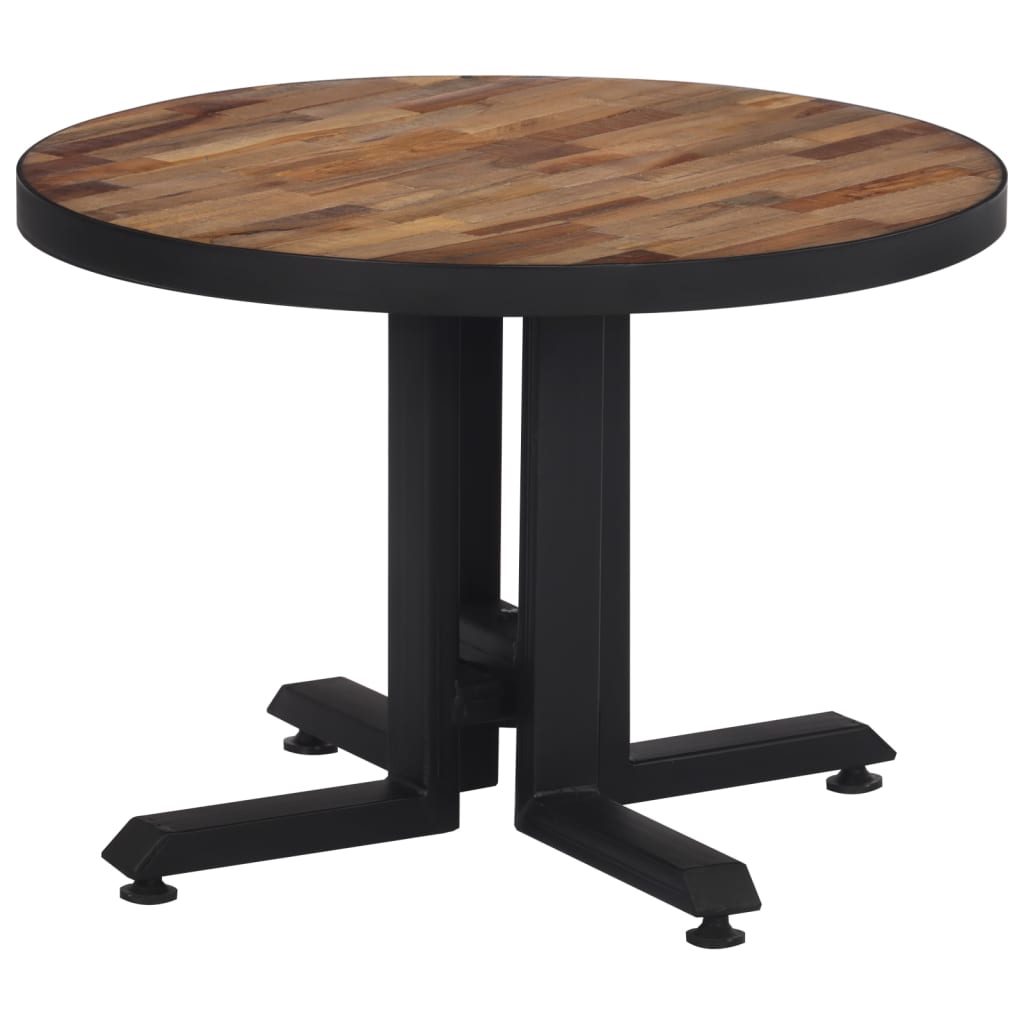 Tavolino Da Salotto Rotondo Ø55x40cm Massello Teak Di Recupero