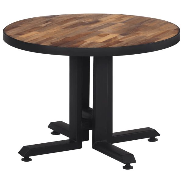 Tavolino Da Salotto Rotondo Ø55x40cm Massello Teak Di Recupero - Image 3