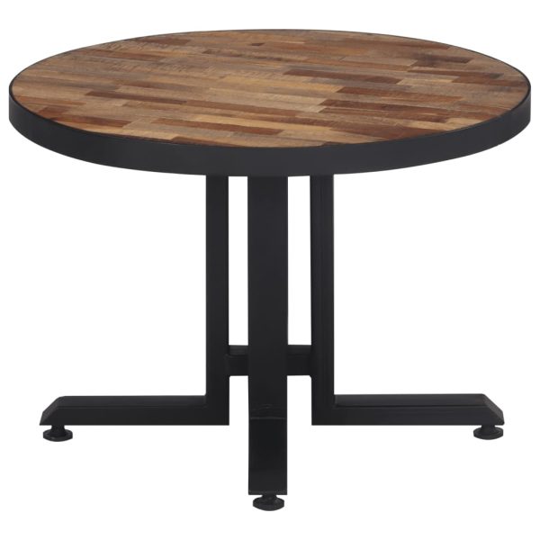 Tavolino Da Salotto Rotondo Ø55x40cm Massello Teak Di Recupero - Image 4