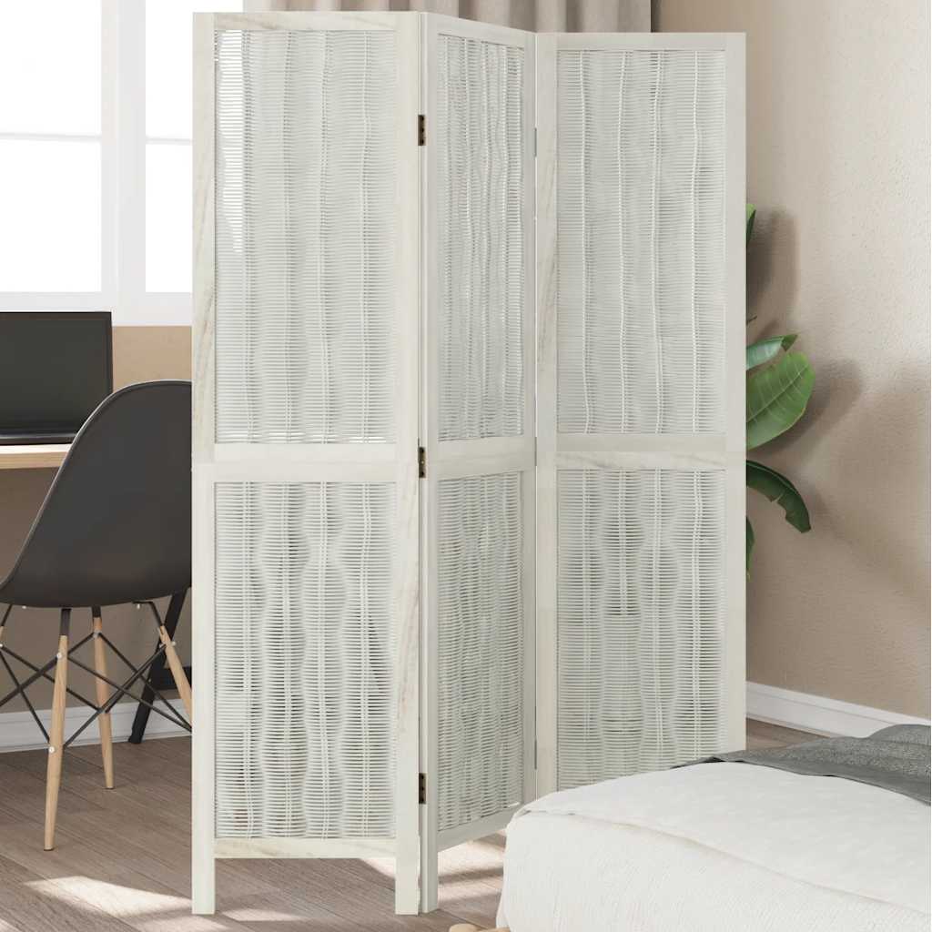 Divisorio Ambienti 3pannelli Bianco Legno Massello Di Paulownia