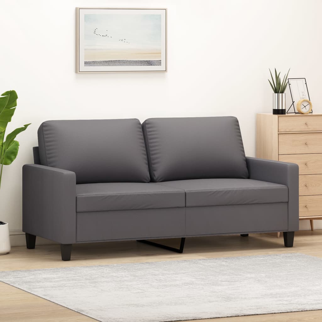 Divano A 2 Posti Grigio 140 Cm In Similpelle