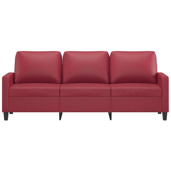 Divano A 3 Posti Rosso Vino 180 Cm In Similpelle - Image 3