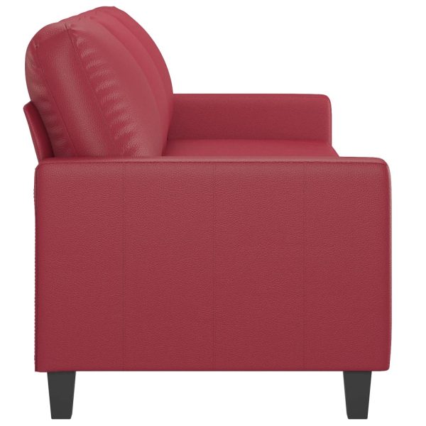 Divano A 3 Posti Rosso Vino 180 Cm In Similpelle - Image 4