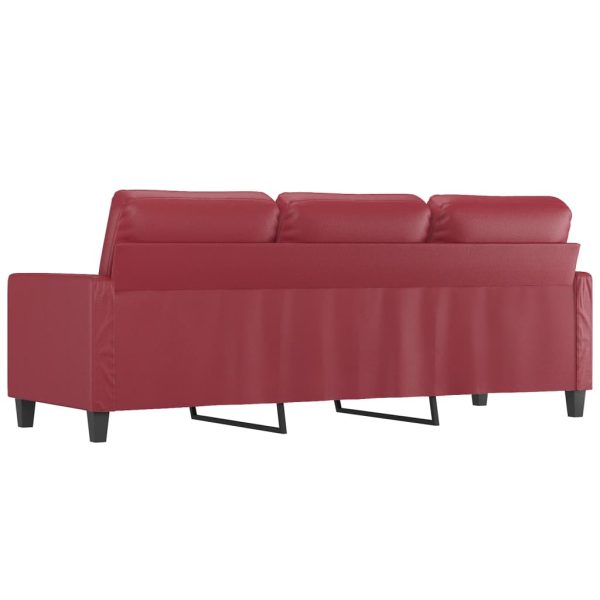 Divano A 3 Posti Rosso Vino 180 Cm In Similpelle - Image 5