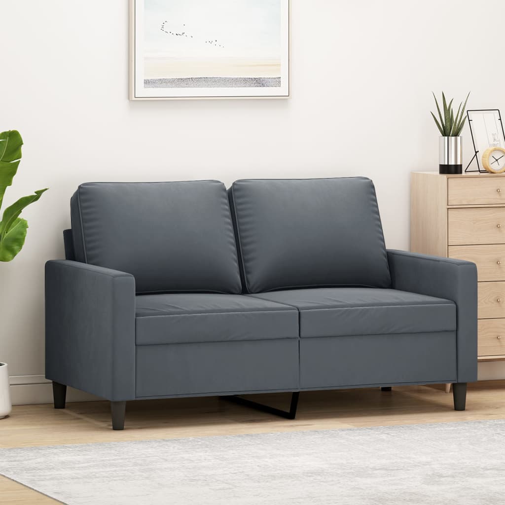 Divano A 2 Posti Grigio Scuro 120 Cm In Velluto