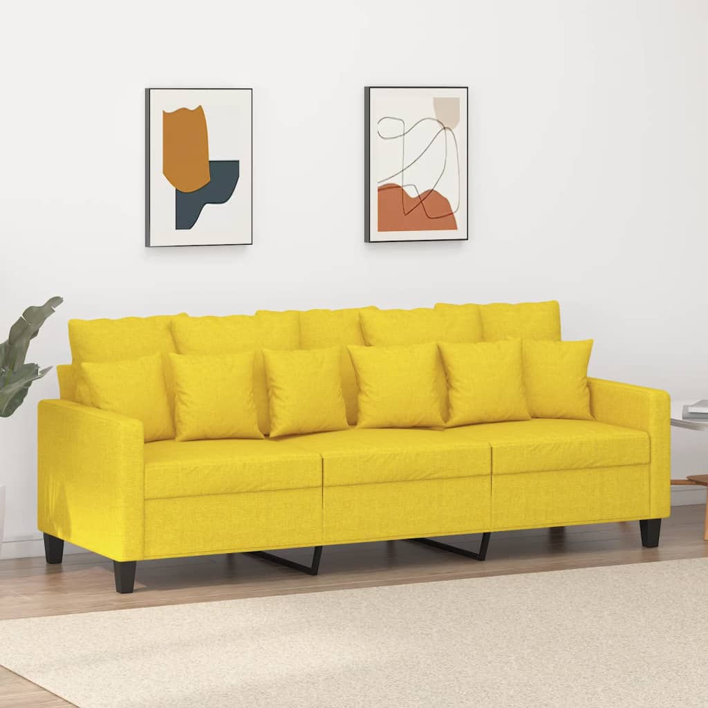 Divano A 3 Posti Giallo Chiaro 180 Cm In Tessuto