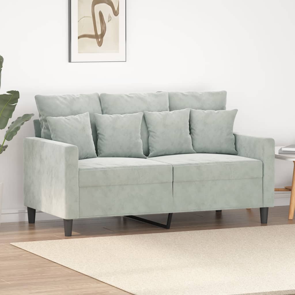 Divano A 2 Posti Grigio Chiaro 120 Cm In Velluto