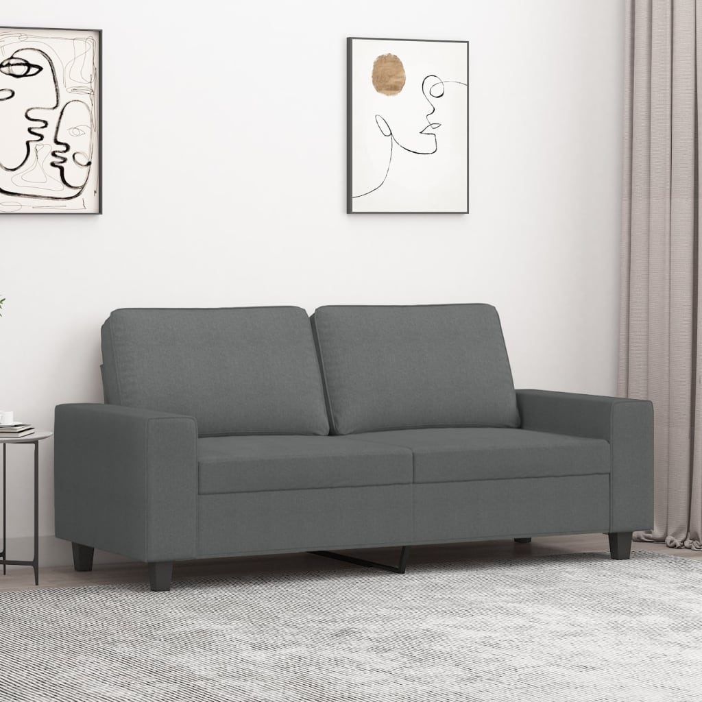 Divano A 2 Posti Grigio Scuro 140 Cm In Tessuto