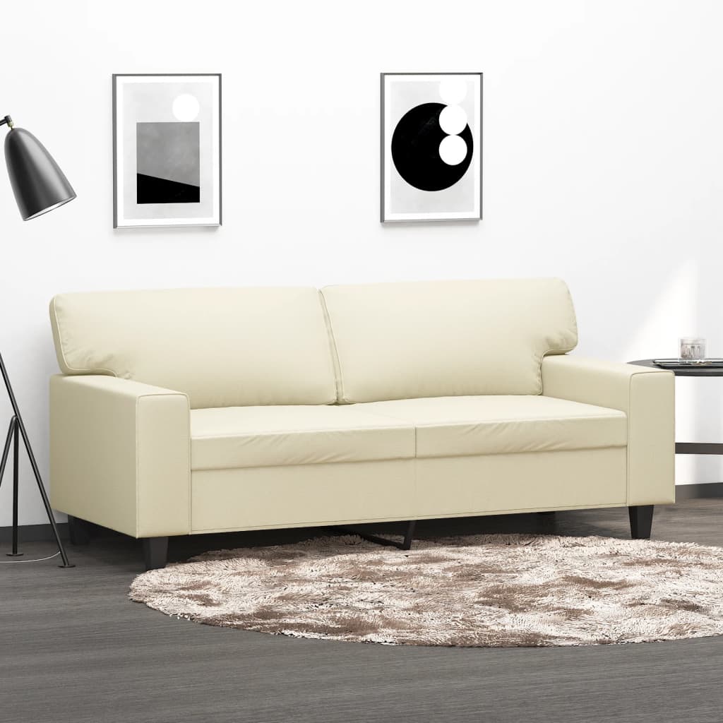 Divano A 2 Posti Crema 140 Cm In Similpelle