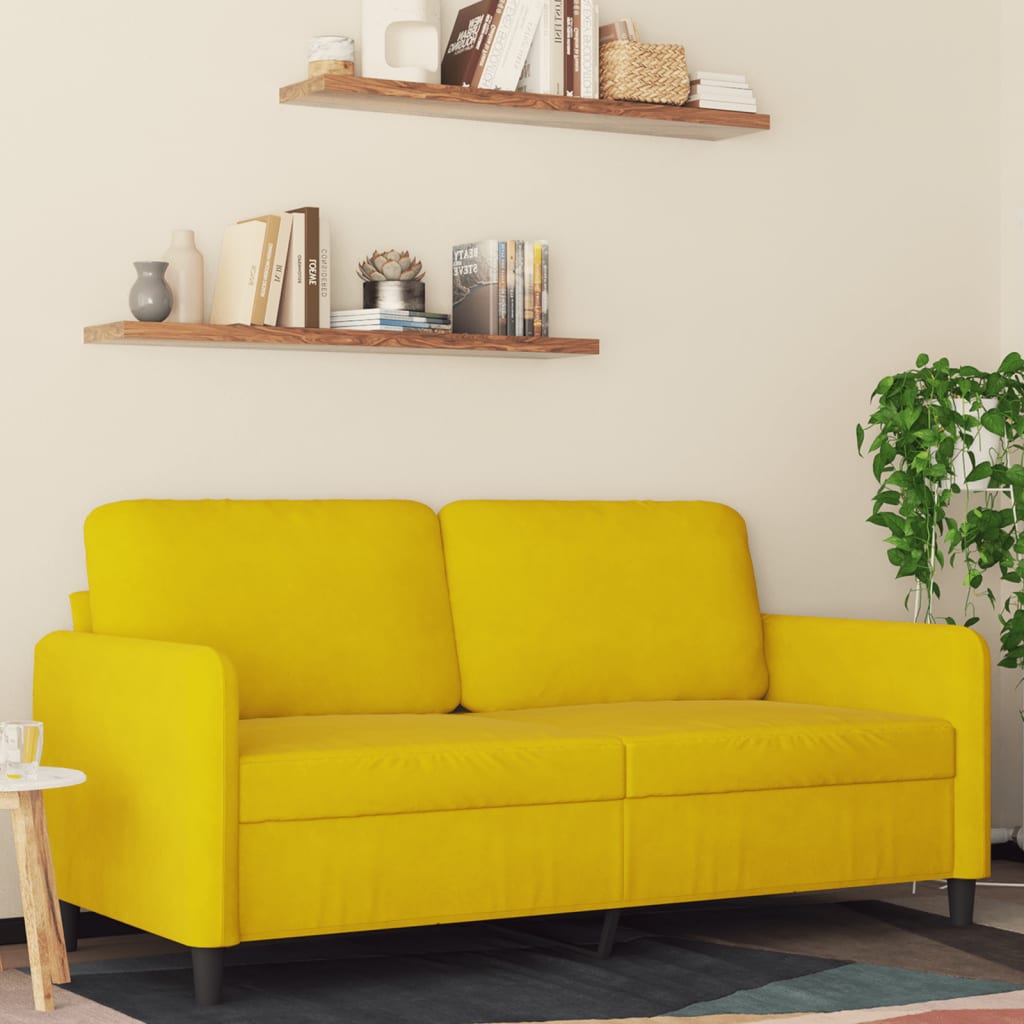 Divano A 2 Posti Giallo 140 Cm In Velluto