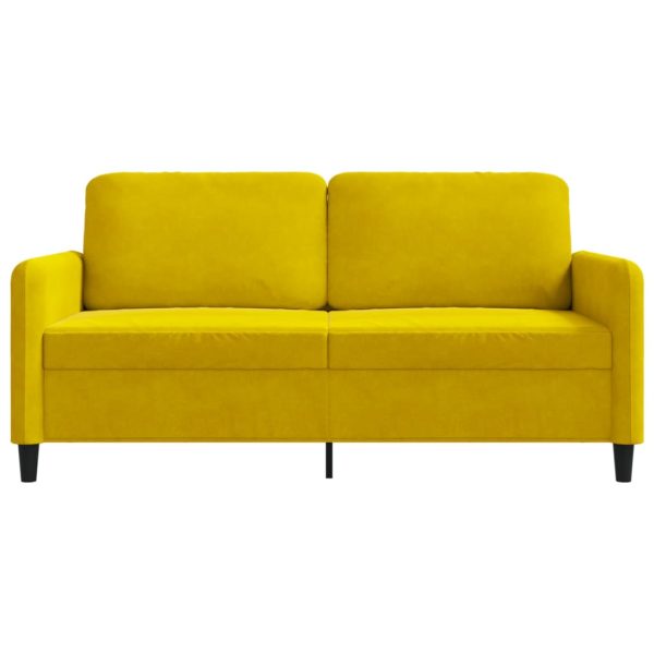 Divano A 2 Posti Giallo 140 Cm In Velluto - Image 4