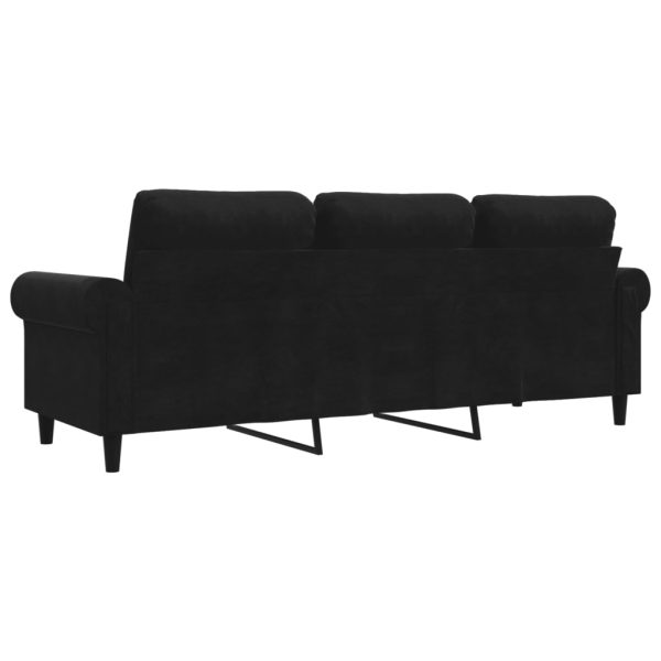 Divano A 3 Posti Nero 180 Cm In Velluto - Image 6