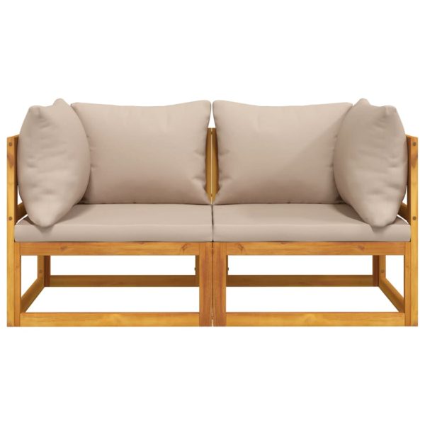 Divani Angolari Modulari 2pz Cuscini Tortora Massello Acacia - Image 3