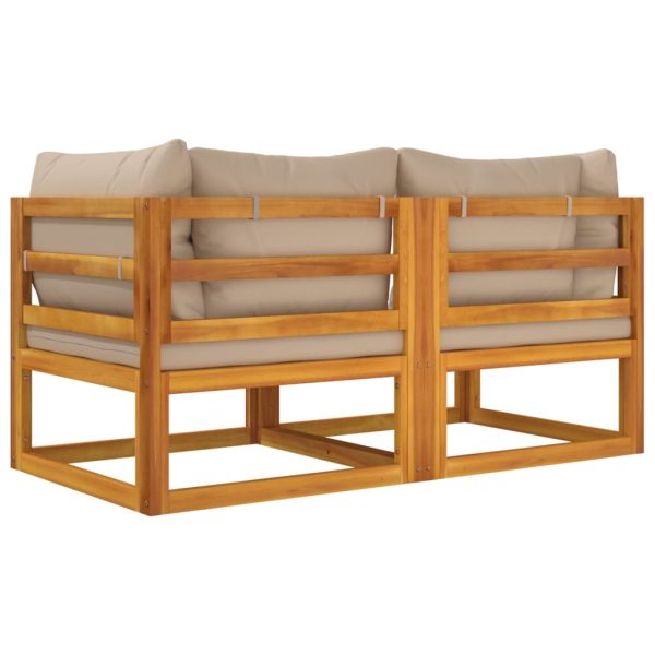 Divani Angolari Modulari 2pz Cuscini Tortora Massello Acacia - Image 6