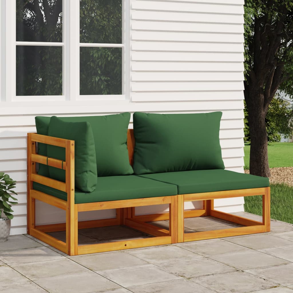 Set Divani Da Giardino 2pz Con Cuscini Legno Massello Di Acacia