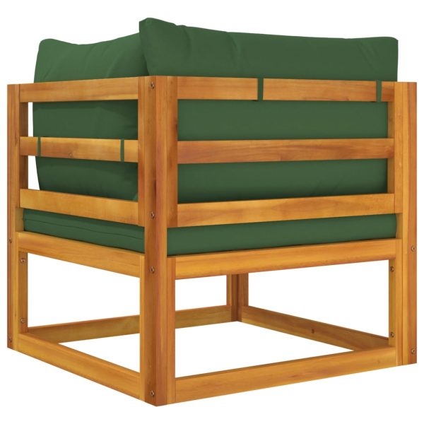 Divano Angolare Modulare Cuscini Verdi Legno Massello Di Acacia - Image 6