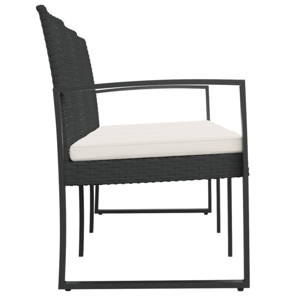 Panca Da Giardino A 3 Posti Con Cuscini In Rattan Pp Nero - Image 4