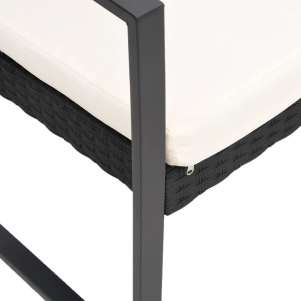 Panca Da Giardino A 3 Posti Con Cuscini In Rattan Pp Nero - Image 5