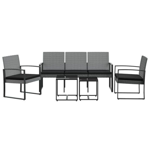 Set Pranzo Da Giardino 5 Pz Con Cuscini Pp Rattan Grigio Scuro - Image 3