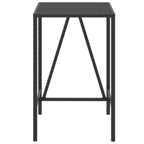 Tavolo Da Bar Con Piano In Vetro Nero 70x70x110 Cm Polyrattan - Image 3