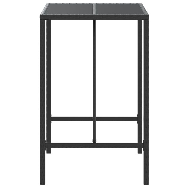 Tavolo Da Bar Con Piano In Vetro Nero 70x70x110 Cm Polyrattan - Image 4