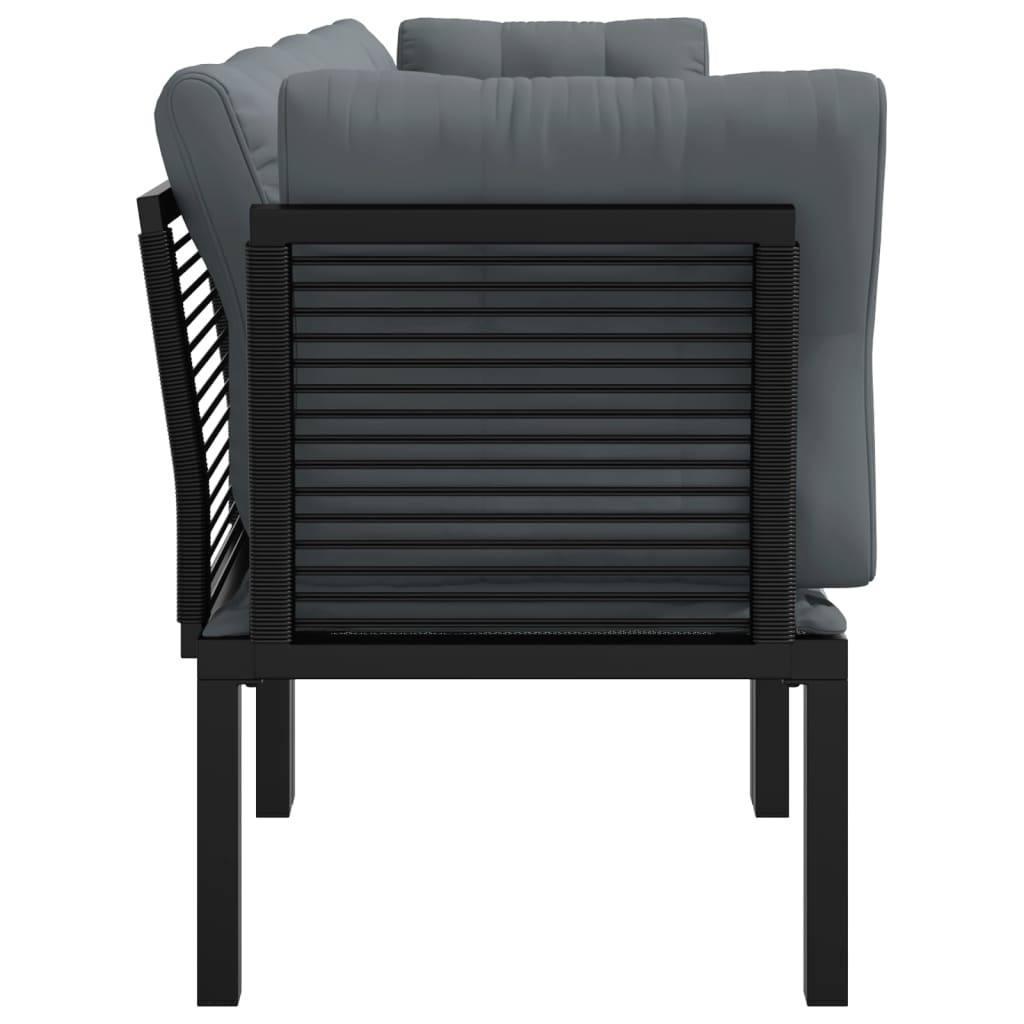 Set Salotto Da Giardino 4 Pz Nero E Grigio In Polyrattan - Image 4