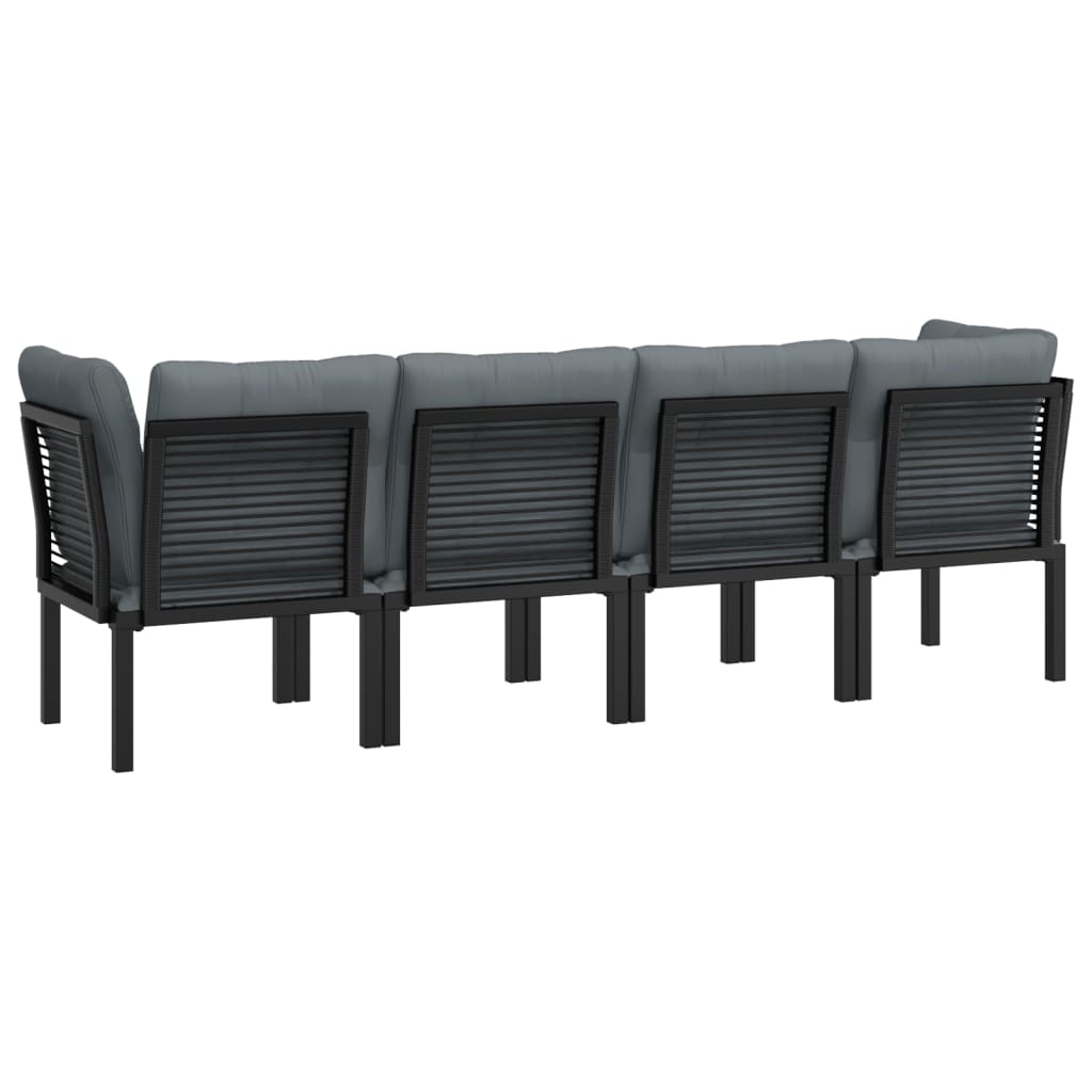 Set Salotto Da Giardino 4 Pz Nero E Grigio In Polyrattan - Image 5