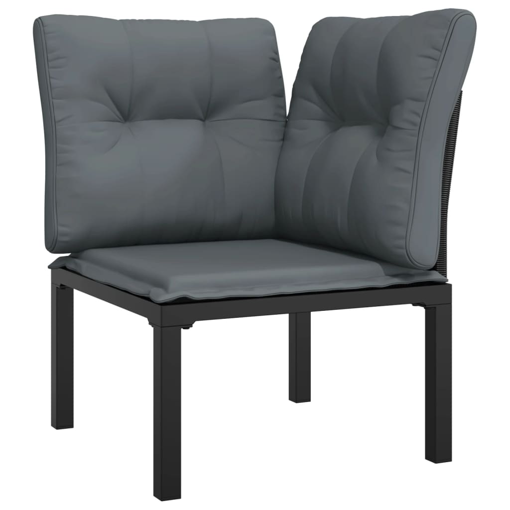 Set Salotto Da Giardino 4 Pz Nero E Grigio In Polyrattan - Image 6