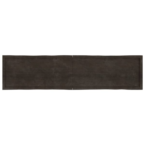 Piano Tavolo Marrone Scuro 220x50x(2-4)cm Rovere Non Trattato - Image 5