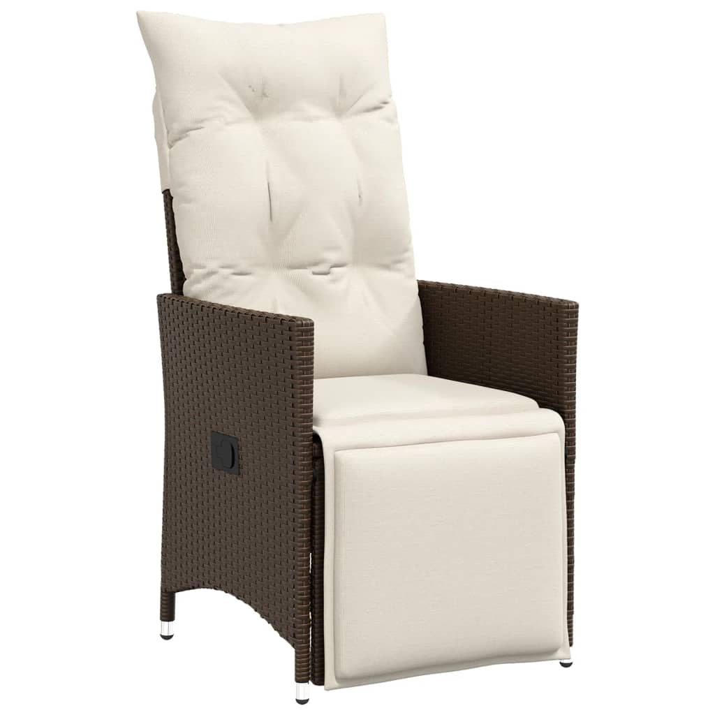 Sedie Reclinabili Giardino 2pz Con Cuscini Marrone Polyrattan - Image 3