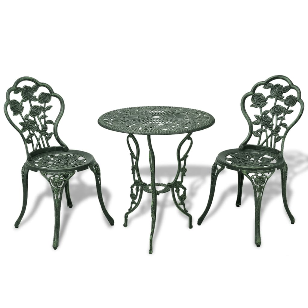 Set Da Bistrot 3 Pz In Alluminio Pressofuso Verde