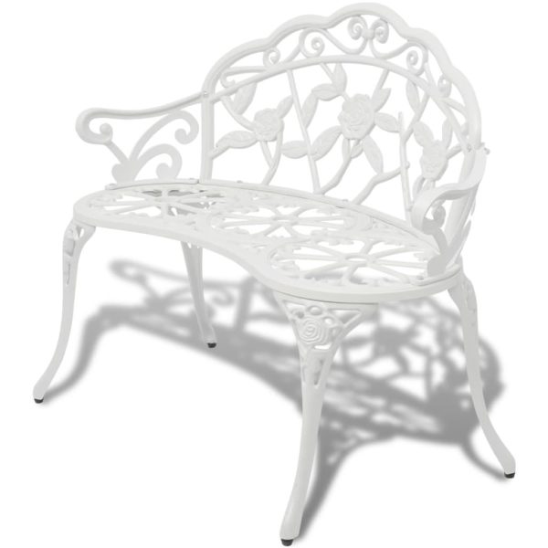 Panchina Da Giardino 100 Cm In Alluminio Pressofuso Bianco
