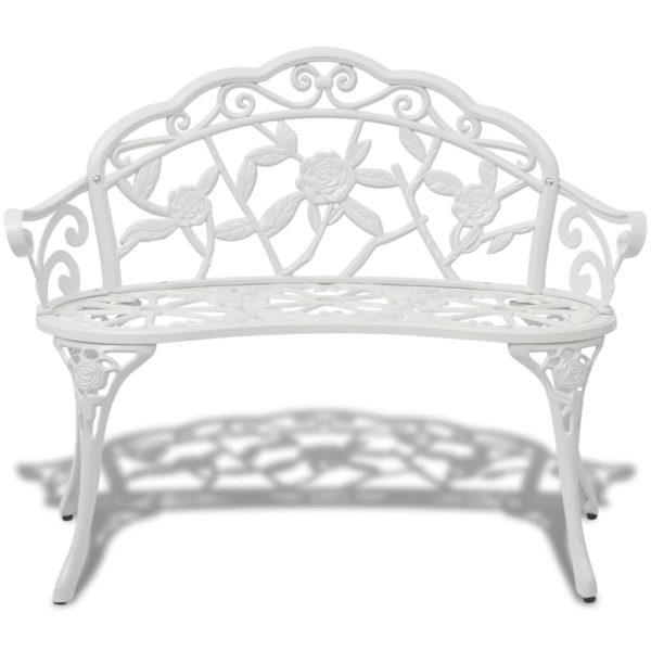 Panchina Da Giardino 100 Cm In Alluminio Pressofuso Bianco - Image 2