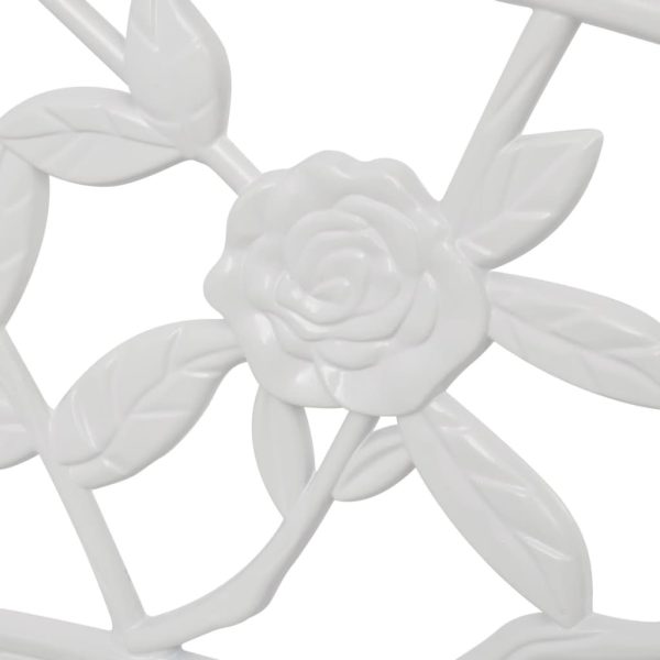 Panchina Da Giardino 100 Cm In Alluminio Pressofuso Bianco - Image 3