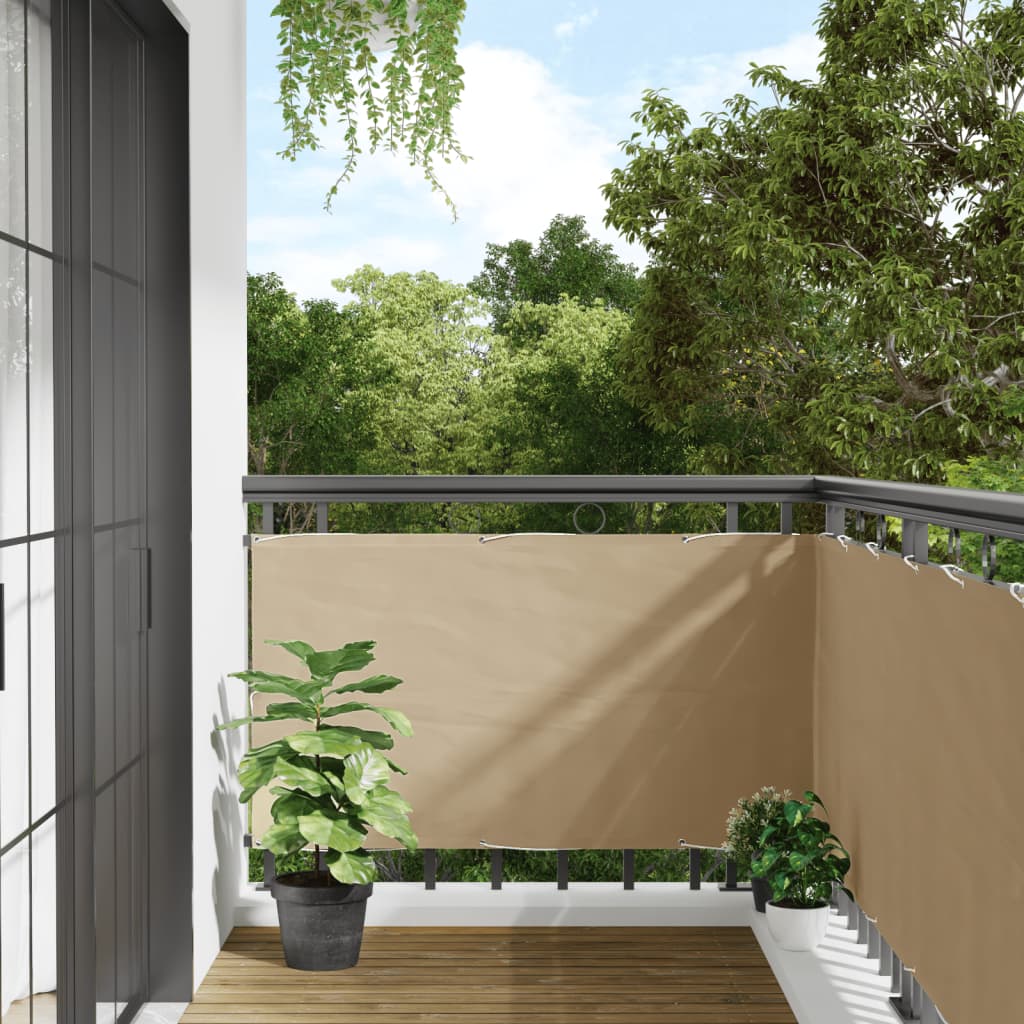 Paravento Da Balcone In Tessuto Oxford 75x400 Cm Beige