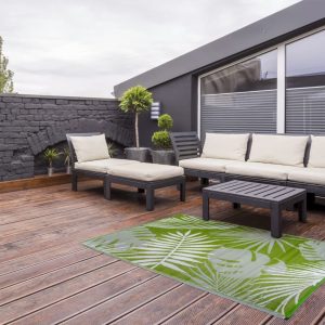 Esschert Design Tappeto Da Esterno 241x152 Cm Foglie Tropicali Oc22
