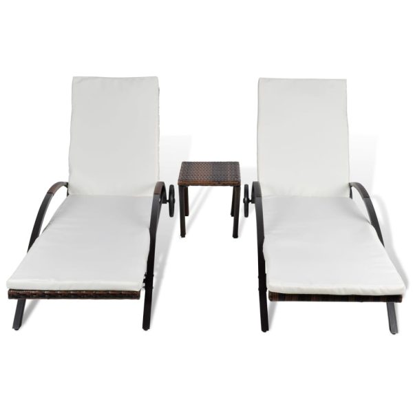 Lettini Prendisole Con Tavolino In Polyrattan Marrone - Image 3