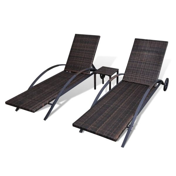 Lettini Prendisole Con Tavolino In Polyrattan Marrone - Image 6