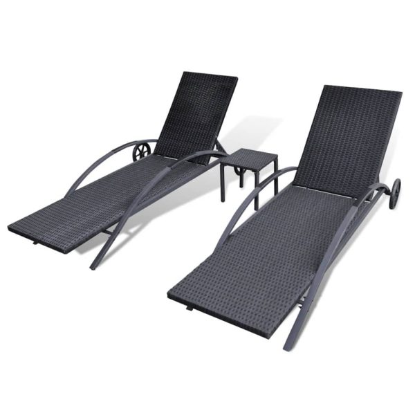 Lettini Prendisole Con Tavolino In Polyrattan Nero - Image 5