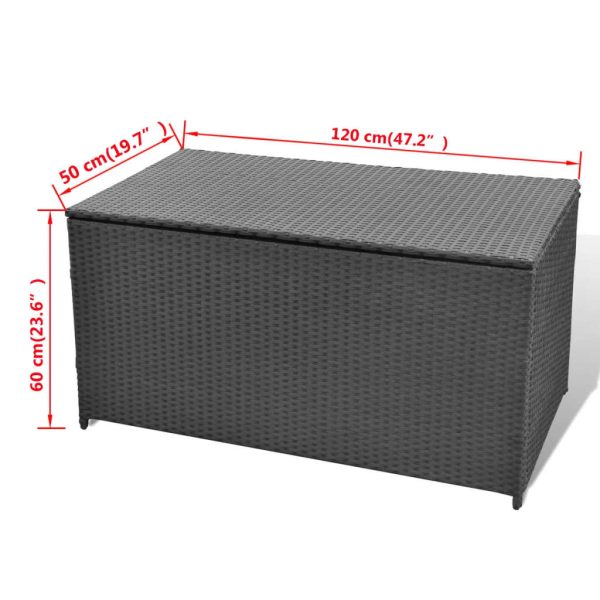 Baule Da Giardino Nero 120x50x60 Cm In Polyrattan - Image 6