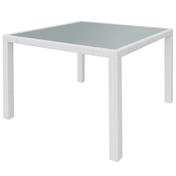 Set Da Pranzo Da Giardino 5 Pz In Polyrattan Bianco Crema - Image 3