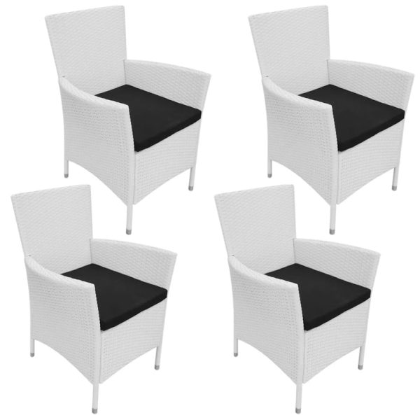 Set Da Pranzo Da Giardino 5 Pz In Polyrattan Bianco Crema - Image 5
